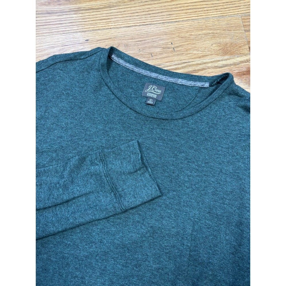 J. Crew Mens Cashmere Blend Tee Size Large‎ Long Sleeve Lightweight Green